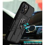 Wholesale Military Grade Armor Protection Stand Magnetic Feature Case for iPhone 12 Mini 5.4 (Black)